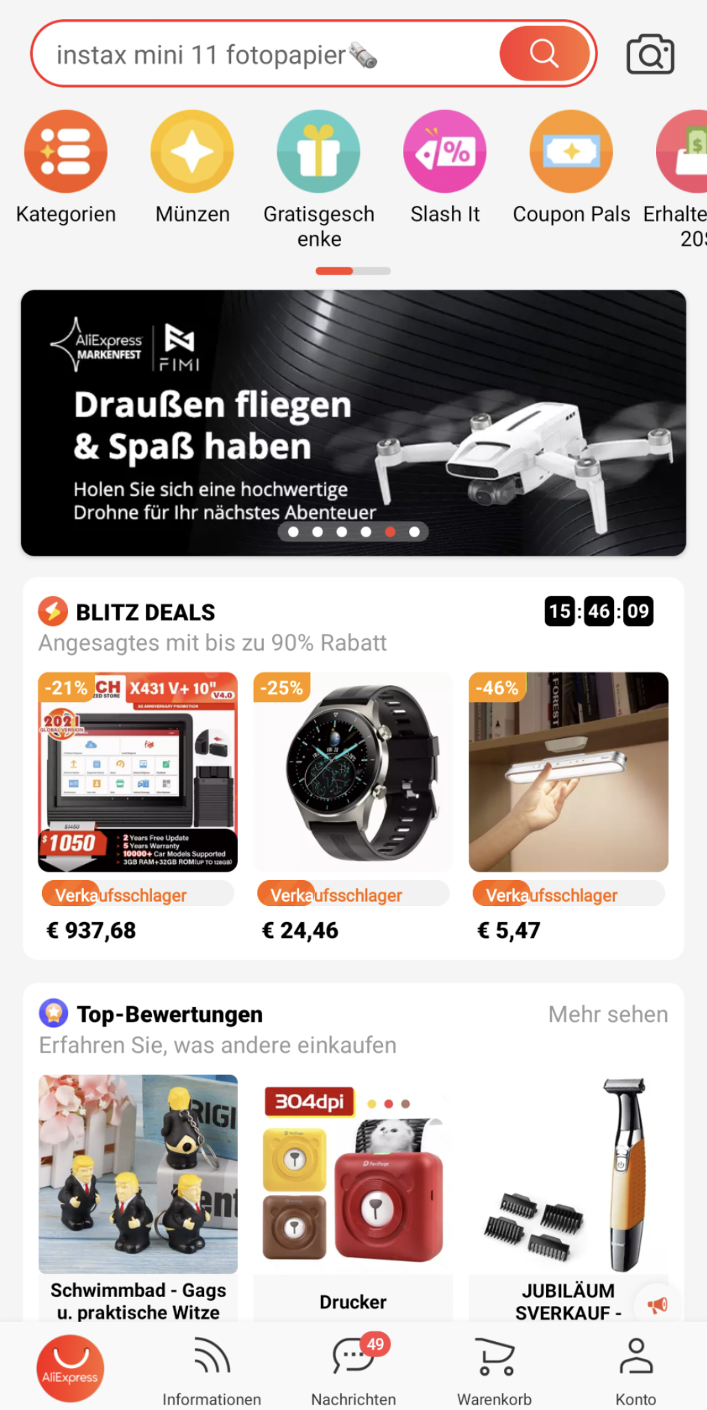 ...für jeden was dabei, auch, wenn man nichts sucht: AliExpress-App / Bild-Quelle: AliExpress