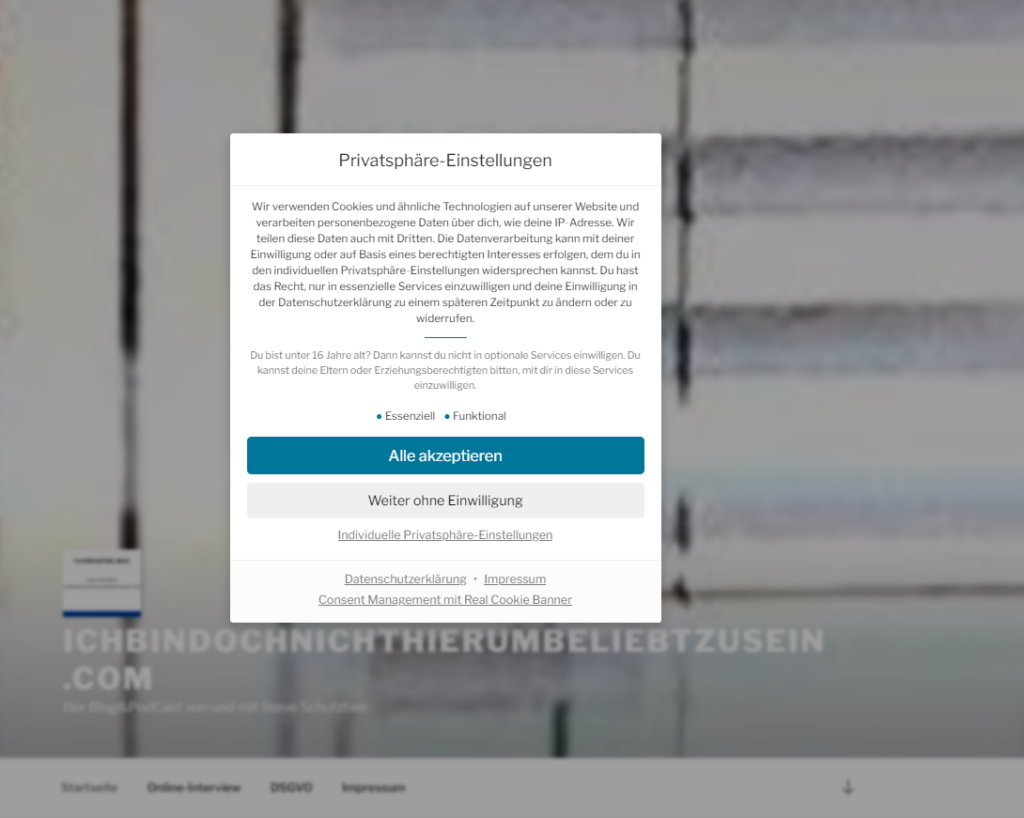 ...hat am Ende die meiste Zeit gekostet: Cookie Banner / Bild-/Quelle: privat