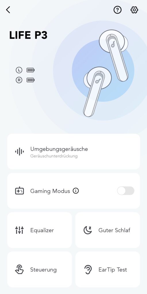 So viele Möglichkeiten hat die begleitende App / Bild-/Quelle: Soundcore App