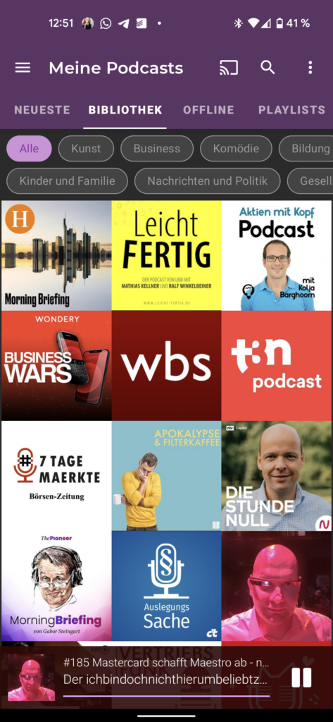 Podcast Guru abonnierte Podcasts Übersicht / Bild-/Quelle: podcastguru.io