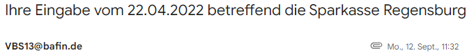 Oh, die BaFin lebt? Aber man beachte Anfrage und Rückmeldung, das ist doch wohl ein schlechter Scherz! / Bild-/Quelle: privat